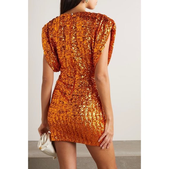 THE ATTICO Annie Mini Dress Orange Sequin - Picture 4 of 7